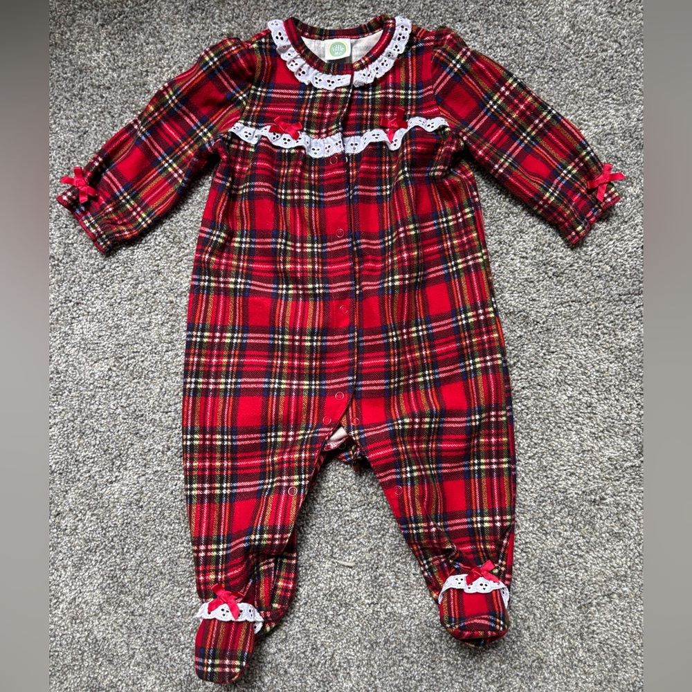 3/$15 Little Me Red Plaid Footie